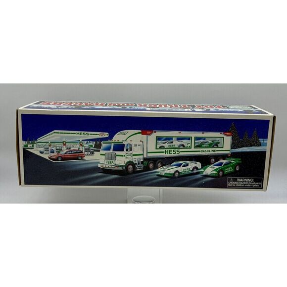 1997 HESS Toy Truck‎ & 2 Racers With Friction Motors & Working Lights Brand New - Picture 1 of 3